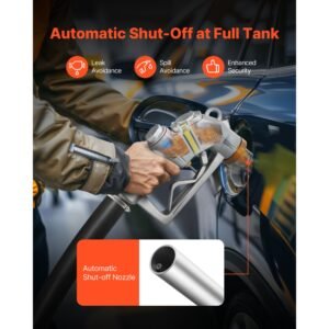 1.5 inch barb automatic fuel nozzle with swivel, max flow rate 37 gpm, auto shut off diesel gas pump nozzle with 3 speed trigger lock & 1.5 inch (od=40 mm) spout for gasoline, diesel, kerosene