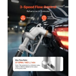 1.5 inch barb automatic fuel nozzle with swivel, max flow rate 37 gpm, auto shut off diesel gas pump nozzle with 3 speed trigger lock & 1.5 inch (od=40 mm) spout for gasoline, diesel, kerosene