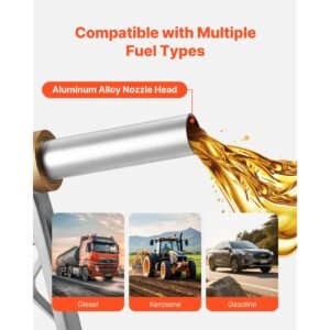 1.5 inch barb automatic fuel nozzle with swivel, max flow rate 37 gpm, auto shut off diesel gas pump nozzle with 3 speed trigger lock & 1.5 inch (od=40 mm) spout for gasoline, diesel, kerosene