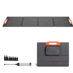 150W Foldable Monocrystalline Solar Panel, 23% Efficiency Portable ETFE Mono Solar Panel Charger with MC4 Output, Type-C, QC3.0 USB & DC Ports, IP67 Waterproof for Power Stations Camping Hiking