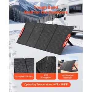 150w foldable monocrystalline solar panel, 23% efficiency portable etfe mono solar panel charger with mc4 output, type c, qc3.0 usb & dc ports, ip67 waterproof for power stations camping hiking