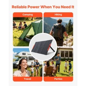 150w foldable monocrystalline solar panel, 23% efficiency portable etfe mono solar panel charger with mc4 output, type c, qc3.0 usb & dc ports, ip67 waterproof for power stations camping hiking
