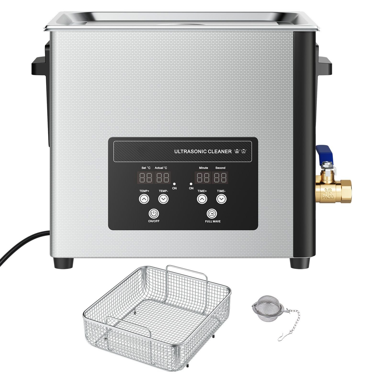 15l ultrasonic cleaner, professional ultrasonic cleaner machine with cleaning basket & digital display, 240w stainless steel 40khz industrial cleaning machine for parts, carburetors, instruments