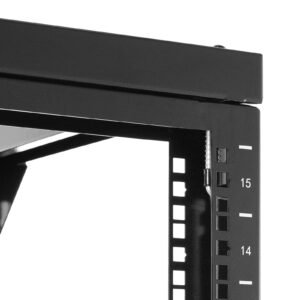 15u wall mount server rack, 150 lbs max load capacity, open frame network rack with 180 degrees gate swing, carbon steel, for 19 inch it network equipment & av devices computer server, black
