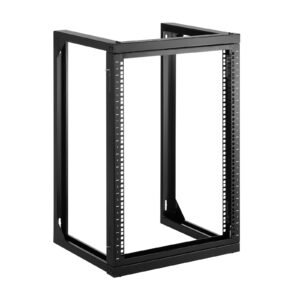 15u wall mount server rack, 150 lbs max load capacity, open frame network rack with 180 degrees gate swing, carbon steel, for 19 inch it network equipment & av devices computer server, black