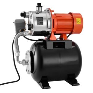 1.6 HP Shallow Well Pump with Pressure Tank, 120V 1320 GPH, Stainless Steel Irrigation Jet Pump with 5-Gal Tank, Automatic Water Booster System, 20/40 PSI Pressure Switch, for Home Garden Lawn