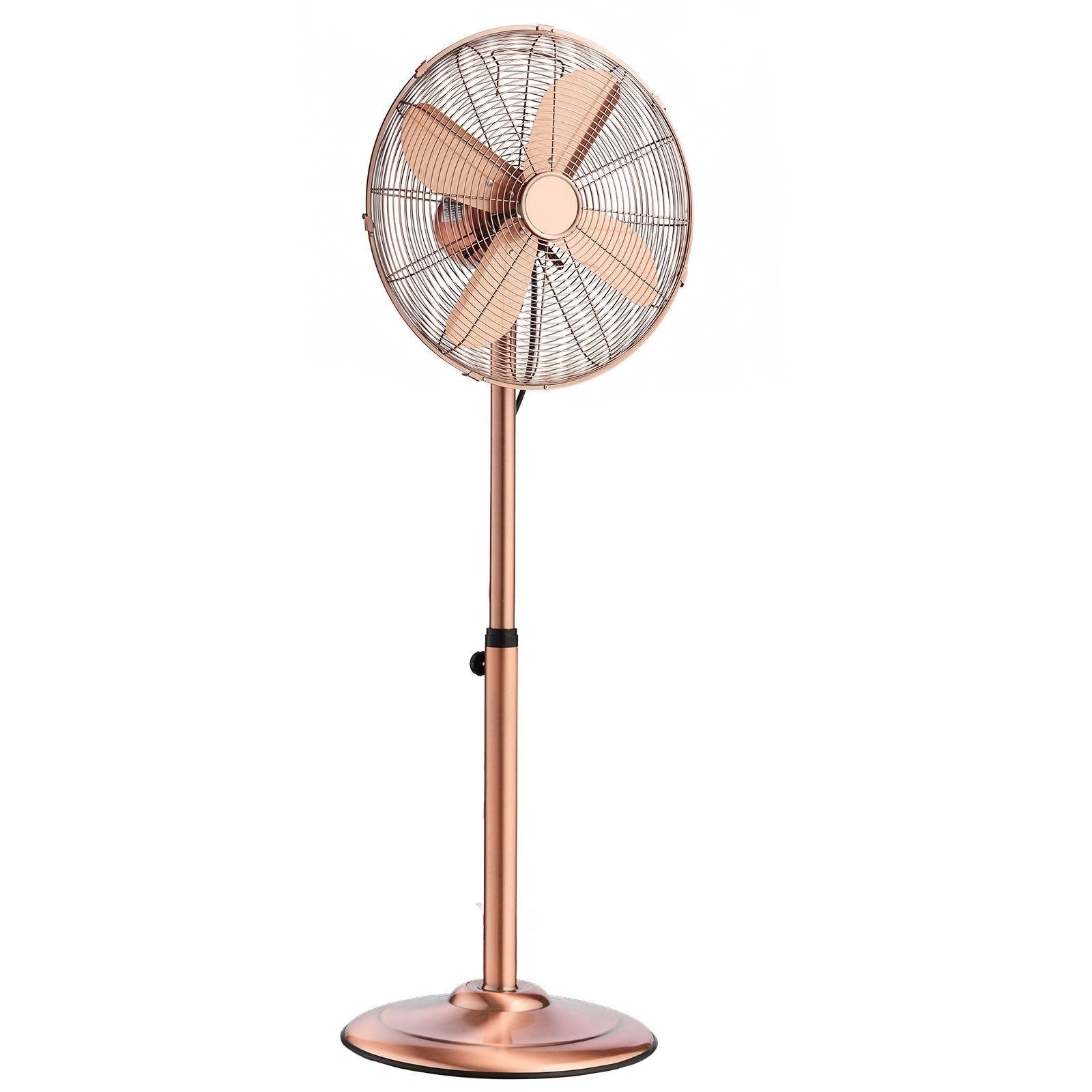 16 inch high velocity pedestal fan, 1450 cfm industrial standing floor fan with handle, 75° oscillating, 3 speed adjustable height, metal made for commercial, garage, workshop, home, copper