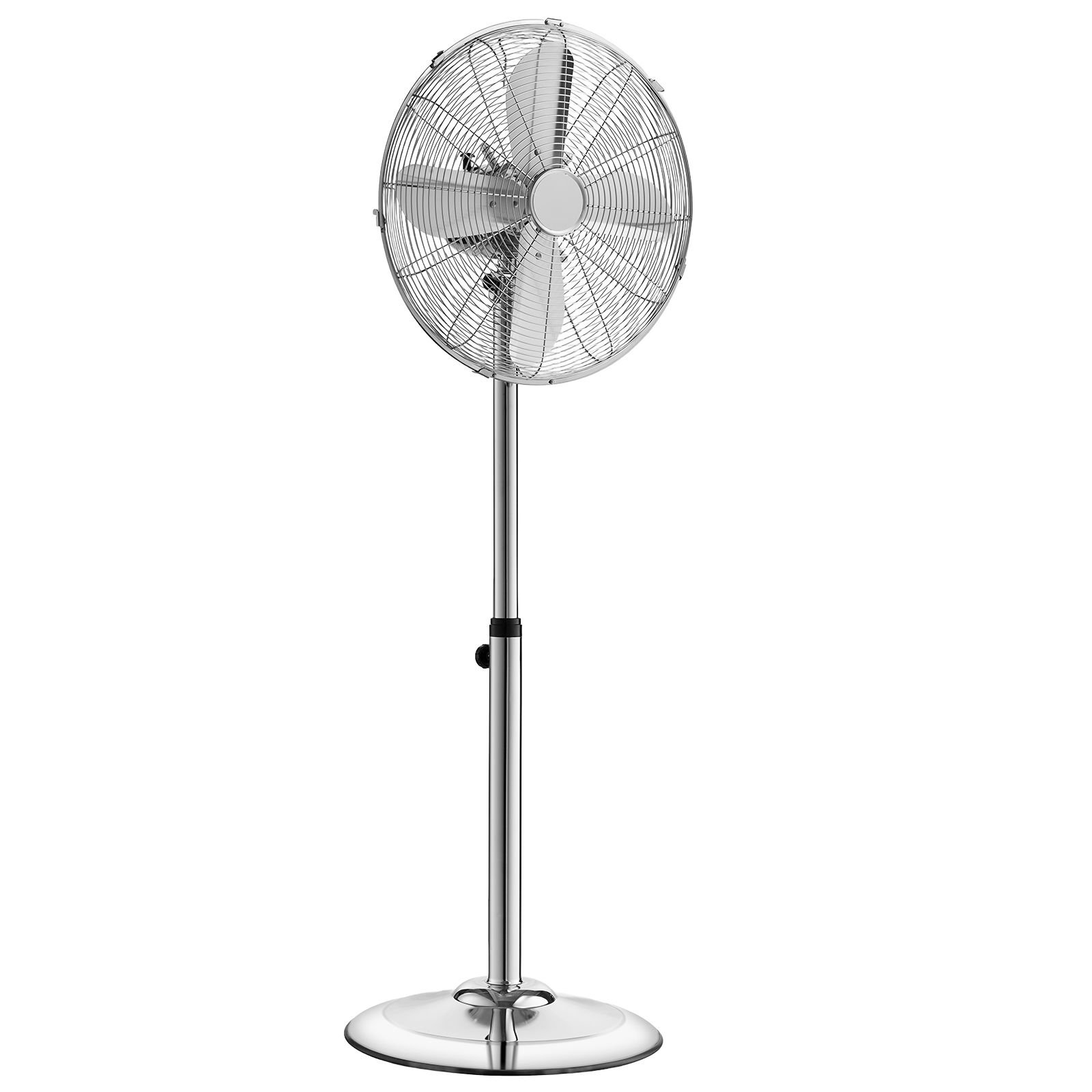 16 inch high velocity pedestal fan, 1450 cfm industrial standing floor fan with handle, 75° oscillating, 3 speed adjustable height, metal made for commercial, garage, workshop, home, silver