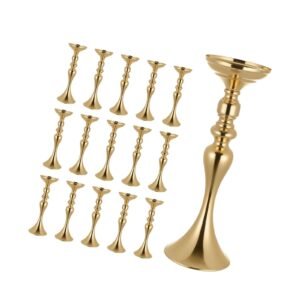 16 PCS Wedding Flower Vase, 15 in Tall Flower Table Centerpieces, Crystal Banquet Vases Easy Installation, Electroplated Versatile Arrangement Stand for Party Events Home Decor Reception, Gold