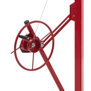 16ft drywall lift, heavy duty 150 lbs sheetrock hoist with adjustable telescoping arm, lockable wheels, drywall lifter panel jack hoist tools ideal for ceiling & wall installation (red)