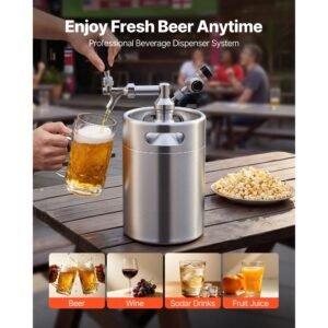 170oz mini keg, pressurized growler tap system, 304 stainless steel beer kit, with co2 regulator, self closing faucet, keeps fresh and carbonation for homebrew, craft and draft beer