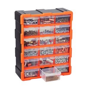 18-Drawer Storage Organizer, Plastic, Drawer Storage Cabinet for Garage Organization, Stackable Small Parts Organizer, Wall-Mounted Toolbox, for Hardware, Beads, Screws, Crafts, Building Bricks