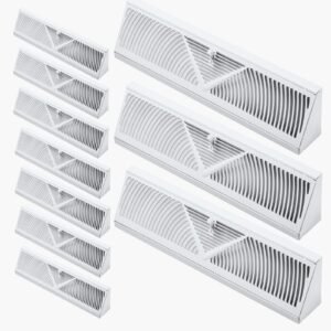 18 inch floor registers, 10 pack baseboard registers, hvac heavy duty walkable iron floor vents, rustproof anti peeling air vents deflector adjustable with metal damper for home & office, white