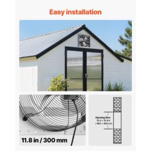 18 inch shutter exhaust fan wall mounted automatic louvers silver, sturdy steel housing, 3051 cfm low noise, ac motor, ventilation and cooling for attic, garage, barn, greenhouse, workshop