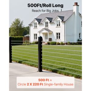 1/8 inch wire rope, 500 ft length, 316 stainless steel wire cable with cutter, 1760 lbs breaking strength, 1 x 19 strands construction, steel cable for deck railing system, garden trellis