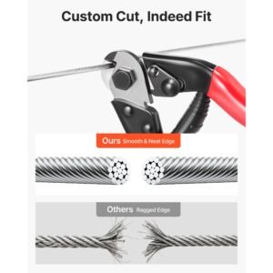 1/8 inch wire rope, 500 ft length, 316 stainless steel wire cable with cutter, 1760 lbs breaking strength, 1 x 19 strands construction, steel cable for deck railing system, garden trellis