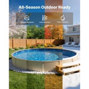 18ft pool liner, round overlap swimming pool liner for 52 in wall height, premium vinyl, easy install with leak proof patches, designed for steel sided above ground,outdoor, boulder swirl