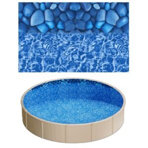 18ft Pool Liner, Round Overlap Swimming Pool Liner for 52 in Wall Height, Premium Vinyl, Easy Install with Leak-Proof Patches, Designed for Steel Sided Above-Ground,Outdoor, Boulder Swirl