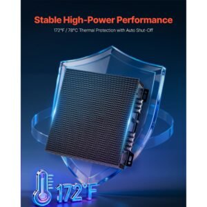 2 channel car audio amplifier 2 ohm stable bridgeable class a/b full range stereo amp max power 2 x 300w @ 4 ohm / 2 x 600w @ 2 ohm for car suv truck off road