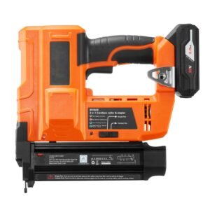 2 in 1 cordless brad nailer, 18 gauge, 20v battery powered nail gun and staple gun, with 500 pcs nails, 500 pcs staples, 2.0 ah li ion battery and charger, for home improvement, woodworking