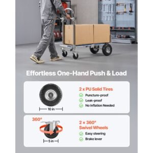 2 in 1 hand truck, 1000 lbs load capacity for 4 wheel mode, convertible hand truck dolly with non slip handle & wheels, portable trolley dolly for moving home, office, warehouse, supermarket