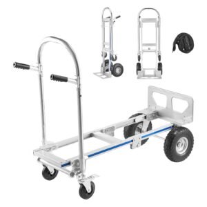 2 in 1 Hand Truck, 1000 lbs Load Capacity for 4-Wheel Mode, Convertible Hand Truck Dolly with Non-Slip Handle & Wheels, Portable Trolley Dolly for Moving Home, Office, Warehouse, Supermarket