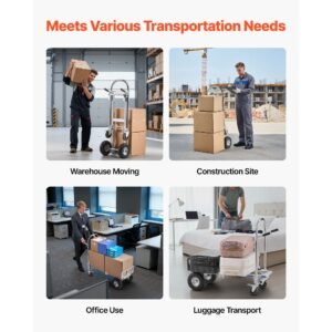 2 in 1 hand truck, 1000 lbs load capacity for 4 wheel mode, convertible hand truck dolly with non slip handle & wheels, portable trolley dolly for moving home, office, warehouse, supermarket