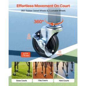 2 in 1 tennis & pickleball hopper, with pickup tube, foldable pickleball basket cart with with wheels, holds 150 tennis balls or 260 pickleballs, portable pickleball caddy holder, for training