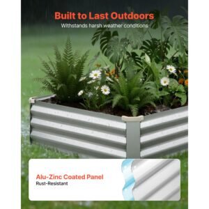 2 pack galvanized raised garden beds, 6 x 3 x 1 ft, rectangular metal planter boxes kit outdoor, bottomless elevated planting box with gloves, alu zinc, for growing flowers vegetables, silver