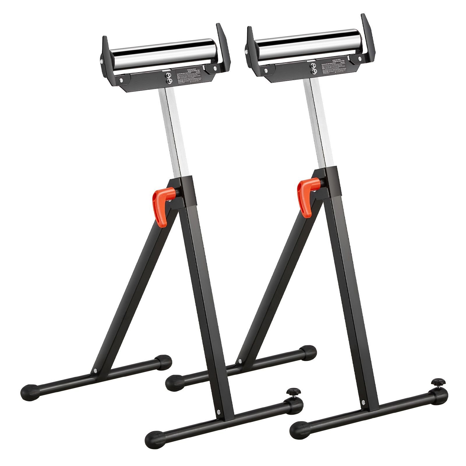 2 pack roller stands, 250 lbs load capacity, 27 43 in adjustable height, folding heavy duty with polished steel roller head & edge guides, for table saw outfeed woodworking extension support