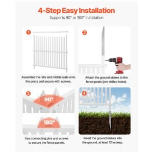2 panels outdoor privacy screen, 48 x 48 in air conditioner fence with 19.7 in ground stakes, pool equipment enclosure, strip vinyl privacy fence, ideal for trash can and a/c units, white