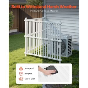 2 panels outdoor privacy screen, 48 x 48 in air conditioner fence with 19.7 in ground stakes, pool equipment enclosure, strip vinyl privacy fence, ideal for trash can and a/c units, white