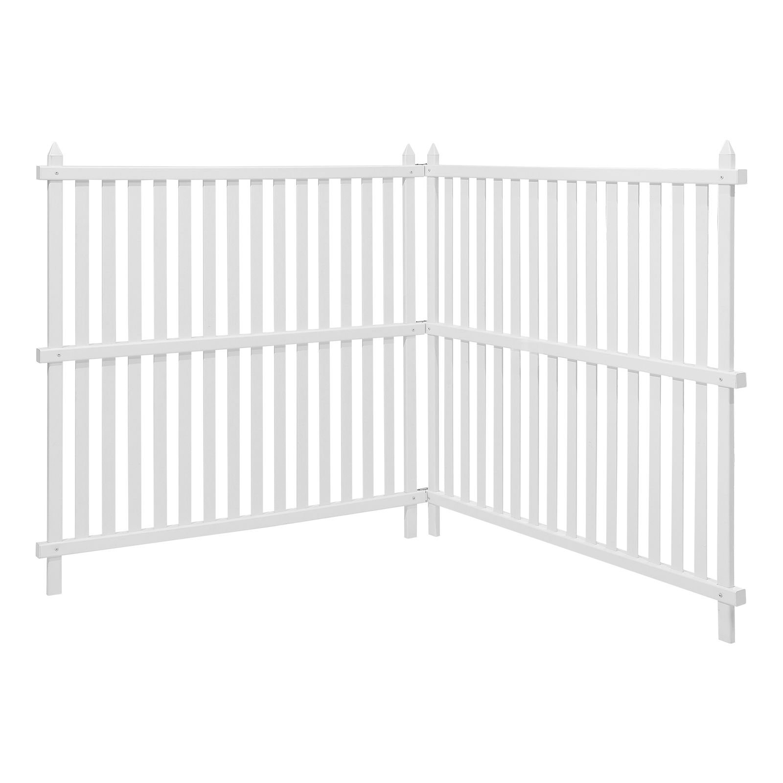 2 panels outdoor privacy screen, 48 x 48 in air conditioner fence with 19.7 in ground stakes, pool equipment enclosure, strip vinyl privacy fence, ideal for trash can and a/c units, white