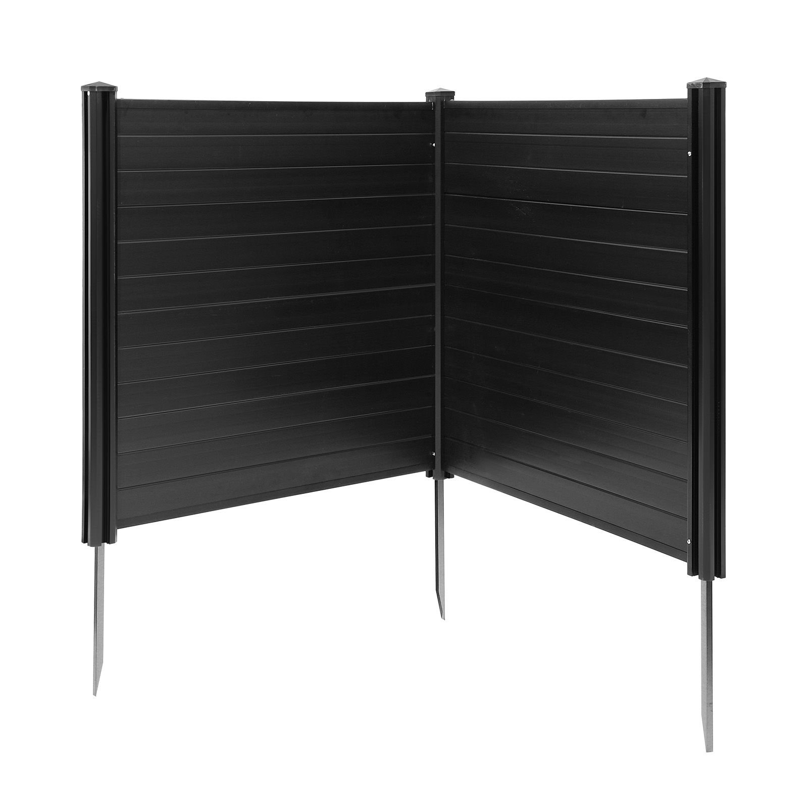 2 panels outdoor privacy screen, 48 x 48 in air conditioner fence with 27.6 in ground stakes, pool equipment enclosure, horizontal vinyl privacy fence, ideal for trash can and a/c units, black