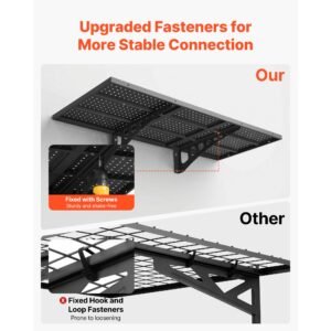 2 tier heavy duty wall garage shelving, 1.64 x 4 ft steel wall mounted shelving unit, 19.68 x 48 inch per shelf floating storage metal rack for garage with 560 lbs total weight capacity, black