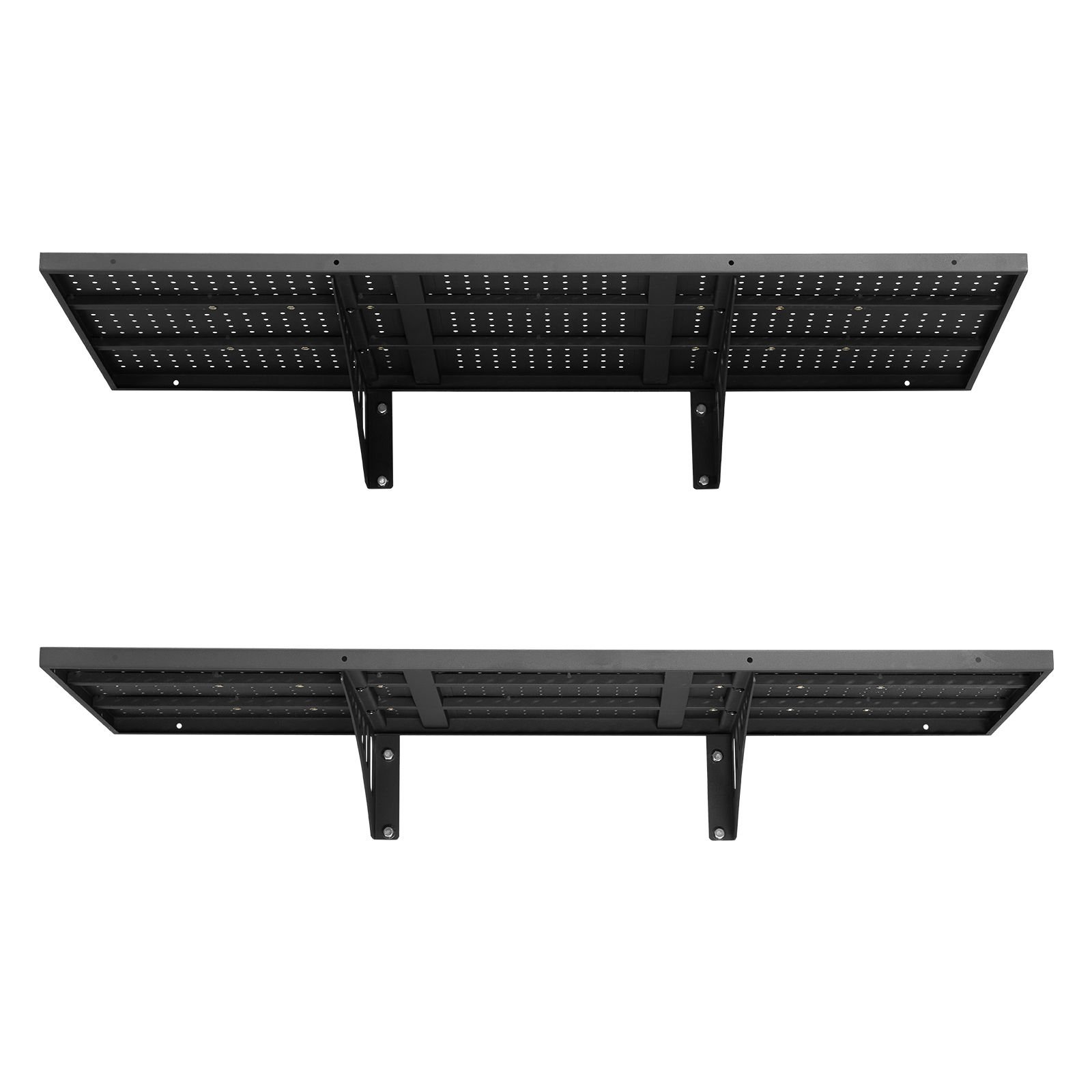 2 tier heavy duty wall garage shelving, 1.64 x 4 ft steel wall mounted shelving unit, 19.68 x 48 inch per shelf floating storage metal rack for garage with 560 lbs total weight capacity, black