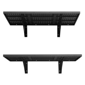 2-Tier Heavy Duty Wall Garage Shelving, 2 x 3 ft Steel Wall Mounted Shelving Unit, 12 x 72 Inch Per Shelf Floating Storage Metal Rack for Garage with 560 lbs Total Weight Capacity, Black
