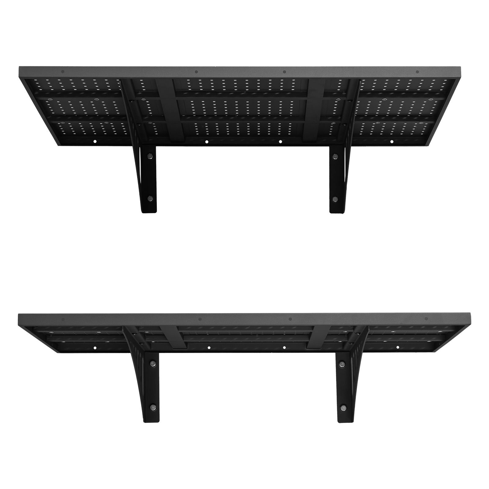 2 tier heavy duty wall garage shelving, 2 x 3 ft steel wall mounted shelving unit, 12 x 72 inch per shelf floating storage metal rack for garage with 560 lbs total weight capacity, black