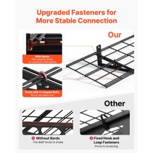 2 tier heavy duty wall garage shelving, 4 pack 1 x 3 ft steel wall mounted shelving unit, 12 x 72 inch per shelf floating storage metal rack for garage with 600 lbs total weight capacity, black