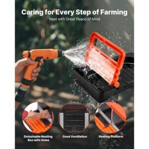 2 tiers chicken nesting boxes, 10 compartments, metal egg laying boxes with protective collection lids, roll out nesting box, easy to assemble, ideal for hens, ducks, chickens, and other poultry
