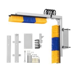 2 Way Livestock Scratching Brush, Dual Sided Goat Scratcher Brush with Mounting Bracket, 16.9" x 3.9" Cow Scratcher for Back Itch Relief, Massage Grooming Scratch Tool for Horse Cattle Sheep Pig