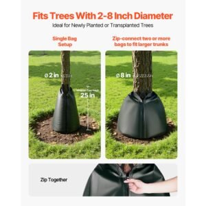 20 gallon tree watering bags, 4 pack 3 4 hours slow release gator bags for trees, heavy duty pe tree drip irrigation bag with zipper, durable & reusable deep root shrub watering bag