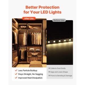20 pack 3.3 ft/1m u shape led aluminum channel, with milky cover, end caps and mounting clips, aluminum profile for led strip light installations, easy installation, for under cabinet counter