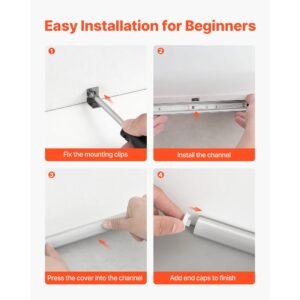 20 pack 3.3 ft/1m v shape led aluminum channel, with milky cover, end caps and mounting clips, aluminum profile for led strip light installations, easy installation, for under cabinet counter