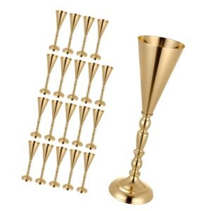 20 PCS Wedding Flower Vase, 16.9 in Tall Trumpet Flower Table Centerpieces, Banquet Vases Easy Installation, Electroplated Versatile Arrangement Stand for Party Events Home Decor Reception, Gold