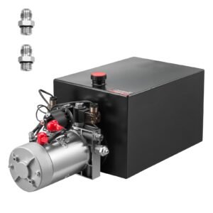 20 Quart Hydraulic Power Unit, Double Acting Dump Trailer Pump, 3200 PSI Max Relief Pressure & 0.91 GPM Flow Rate, DC 12V Hydraulic Pump with Metal Reservoir for Dump Trailer Car Lifting