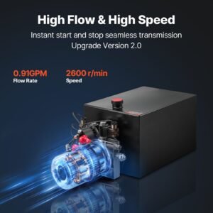 20 quart hydraulic power unit, double acting dump trailer pump, 3200 psi max relief pressure & 0.91 gpm flow rate, dc 12v hydraulic pump with metal reservoir for dump trailer car lifting