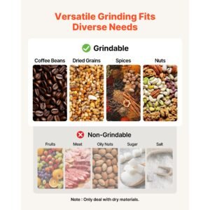 2000g electric grain mill grinder, 3400w 32000rpm high speed spice corn dry grinding machine, stainless steel pulverizer powder machine for dried grains coffee beans spices nuts (270° swing type)