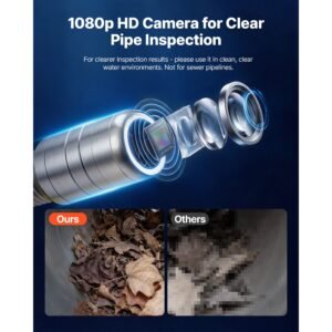 2026 upgraded sewer camera with wifi, 164ft/50m drain pipeline camera, ip68 snake plumbing cameras with light 12 leds, wireless wifi connectivity to phone/tablet for sewer duct pipe inspection