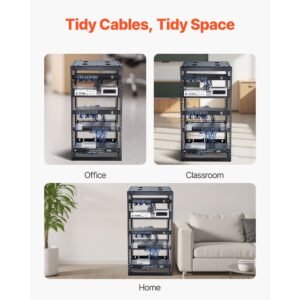 20u open frame network rack, 23 in depth, wall mounted or floor standing server rack, heavy duty 4 post, with vented shelves & mounting hardware, holds all your networking it equipment av gear